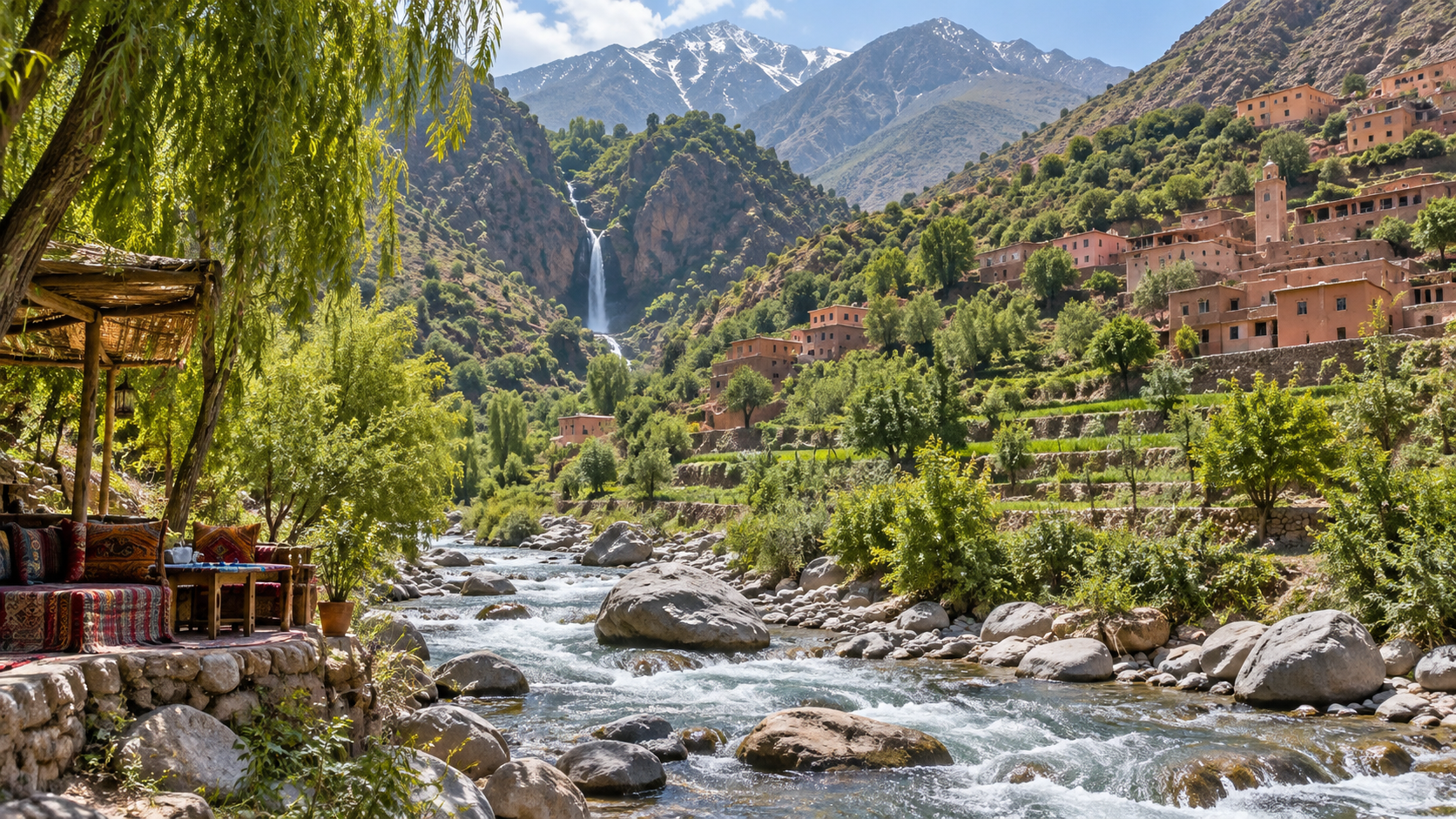 Ourika River and High Atlas valley, Morocco